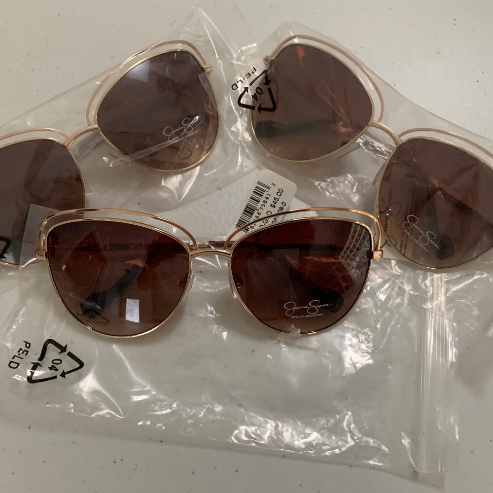 Lot 3 Jessica Simpson Aviator Gold Sunglasses New with Tags